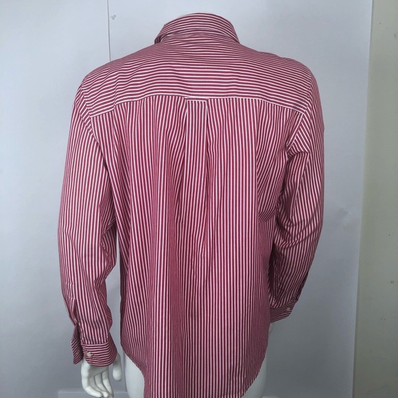 Chaps Easy Care Mens Sz Lg Red Stripe Button-Down Shirt–Classic Business Casual - Picture 9 of 12